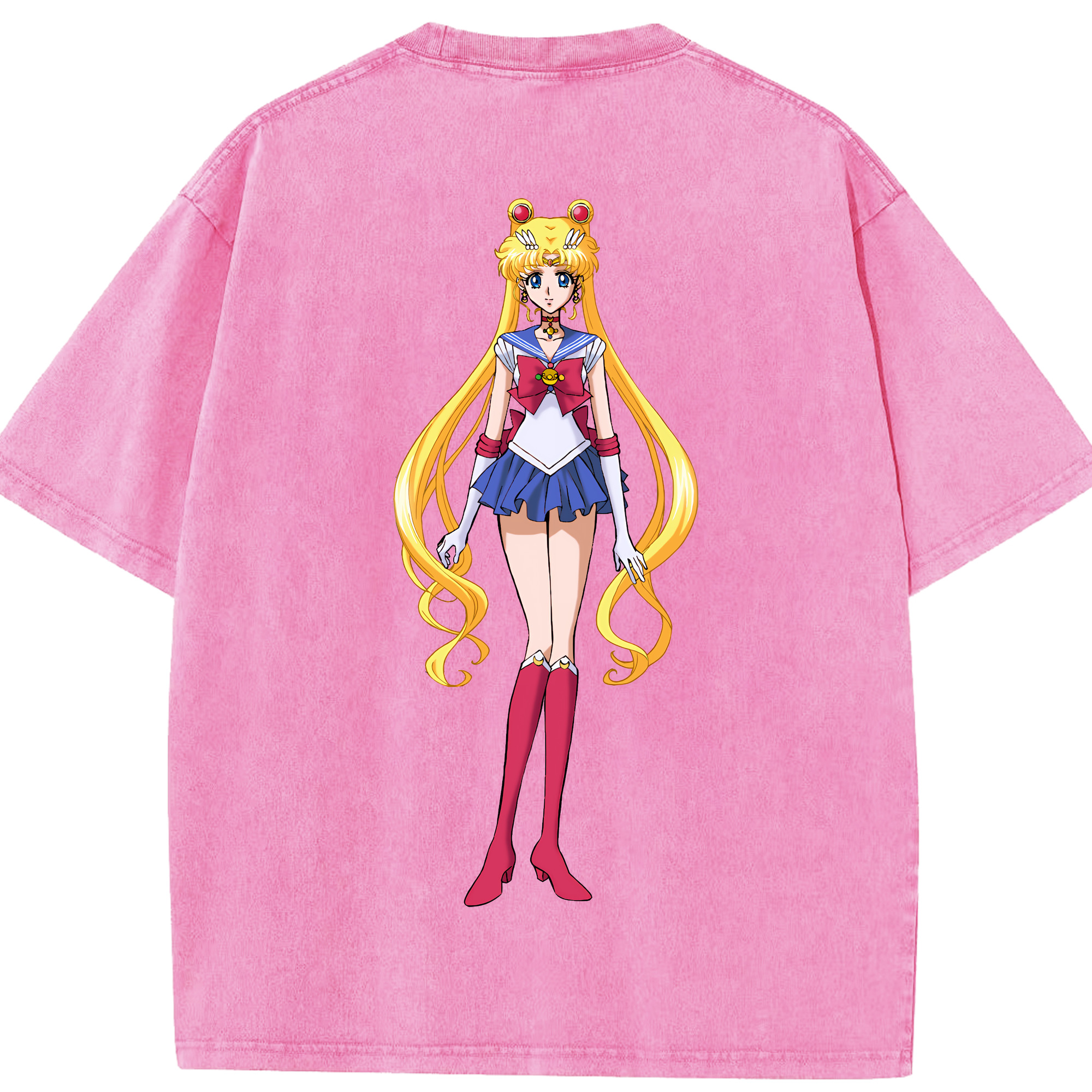 （画像用） 美少女戦士セーラームーン 月野 うさぎ つきの うさぎ Sailor Moon Tsukino Usagi 綿100% ヴィンテージ風 半袖Tシャツ（背面プリント）